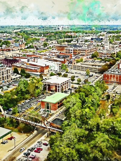 Clarksville TN skyline watercolor, Clarksville watercolor,  Clarksville TN Canvas Wall Art,  Clarksville wall art canvas,  Clarksville