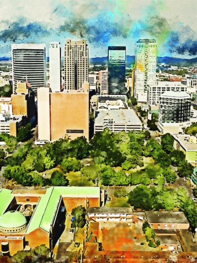 Birmingham skyline watercolor, Birmingham AL watercolor, Birmingham Canvas Wall Art, Alabama wall art canvas, Birmingham wall art,