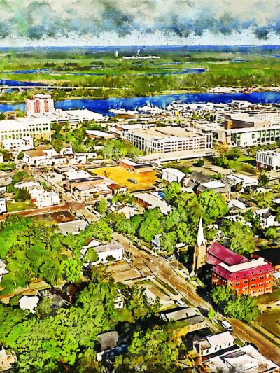 Wilmington NC watercolor canvas, Wilmington watercolor Canvas,  Wilmington NC Canvas Wall Art, Wilmington wall art canvas, Wilmington