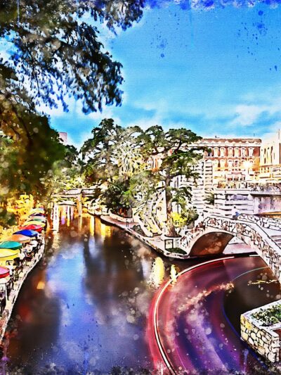 San Antonio watercolor, San Antonio watercolor, San Antonio skyline, San Antonio Wall canvas, Texas wall art, San Antonio decor, Texas