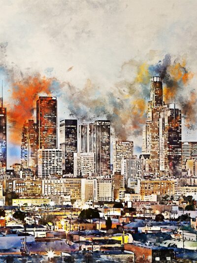 Los Angeles watercolor canvas,Los Angeles watercolor, Los Angeles Canvas Wall Art, Los Angeles wall art canvas, LA watercolor