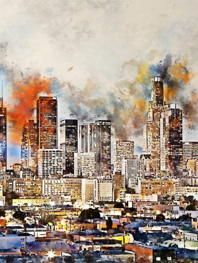 Los Angeles watercolor canvas,Los Angeles watercolor, Los Angeles Canvas Wall Art, Los Angeles wall art canvas, LA watercolor