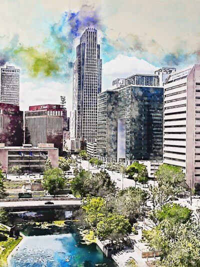 Omaha watercolor skyline canvas,  Omaha  Canvas,Omaha  wall art  Art, Omaha watercolor wall art canvas, Omaha Nebraska wall art