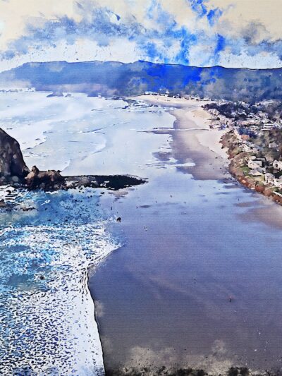Cannon Beach Oregon watercolor canvas, Cannon Beach watercolor Canvas Wall Art, Cannon Beach Oregon wall art canvas, Cannon beach canvas art
