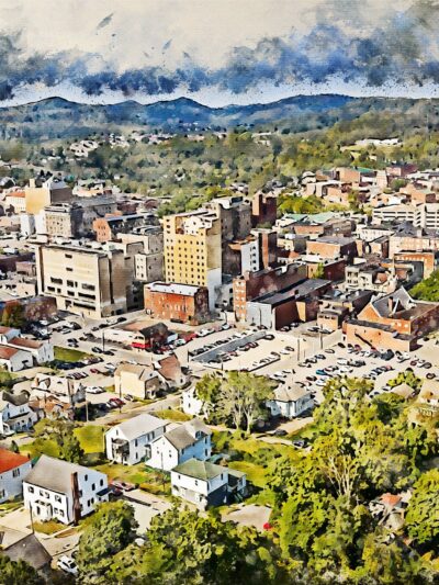 Clarksburg West Virginia watercolor skyline canvas, Clarksburg watercolor Canvas Wall Art, Clarksburg wall art canvas, Clarksburg WV