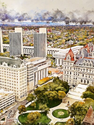 Albany watercolor skyline canvas,Albany watercolor on Canvas, Albany Canvas Wall Art, Albany canvas, Albany wall art, Albany skyline
