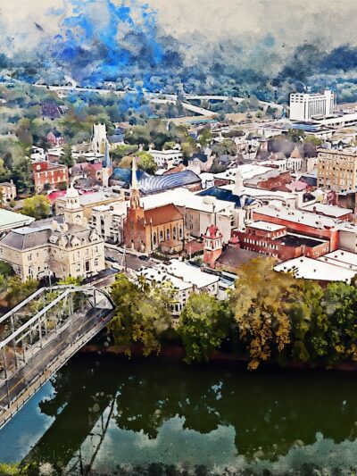 Frankfort Kentucky watercolor skyline canvas, Frankfort KY watercolor Canvas Wall Art, Frankfort KY wall art canvas, Frankfort KY  art