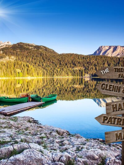 Personalized names canvas, mountain lake custom canvas, Family Multi names canvas, Sign post names  Family custom gift canvas, Family sign