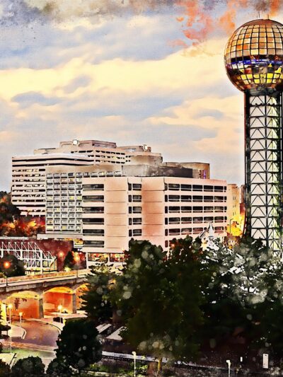 Knoxville watercolor skyline canvas, Knoxville watercolor Canvas,  Knoxville TN  Knoxville wall art canvas,  Knoxville watercolor