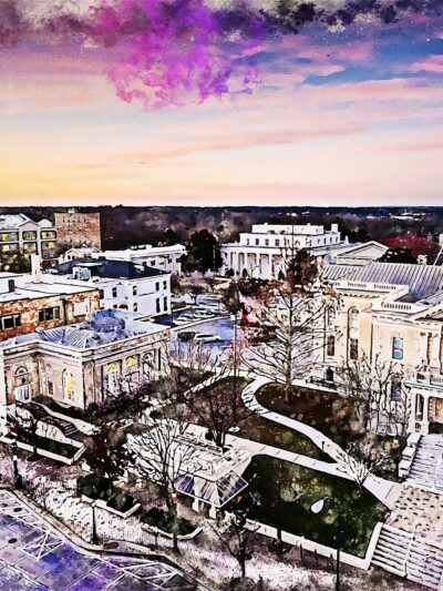 Athens Georgia skyline watercolor canvas, Athens watercolorCanvas,  Athens wall canvas, Athens wall art, University of Georgia