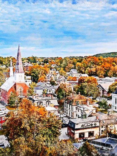 Montpelier Vermont watercolor canvas, Vermont watercolor Canvas,  Montpelier Vermont  Wall Art, watercolor.,city watercolor