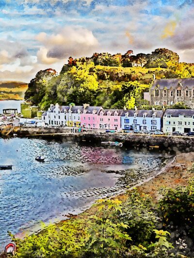 Isle of Skye Scotland watercolor canvas, Scotland watercolor  on Canvas, Landscape lake canvas, Scotland Wall art, Scotland art