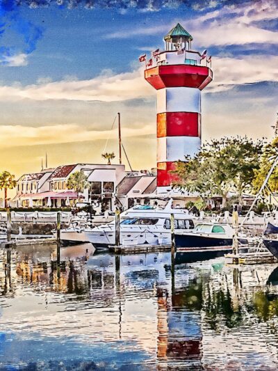 Hilton Head SC watercolor, Hilton Head Lighthouse Canvas, South Carolina watercolor canvas, Hilton head wall art, Hilton Head print