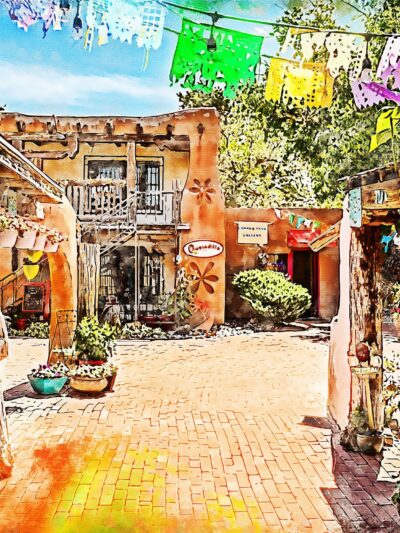 Albuquerque old town shop canvas,  Albuquerque watercolor Canvas,  Albuquerque wall art, Albuquerque Canvas Wall Art,Albuquerque watercolor