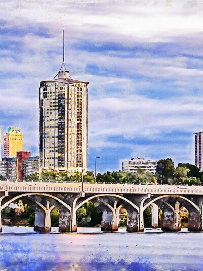 Tulsa Oklahoma watercolot canvas, Tulsa canvas Print,  Tulsa Oklahoma watercolor, Canvas Wall Art, Tulsa Skyline, Gift Ideas, Tulsa art