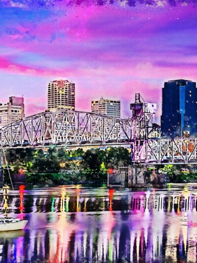 Little Rock Arkansas skyline watercolor canvas, Little Rock watercolor Little Rock Print, Little Rock Arkansas wall art, Canvas gifts, art