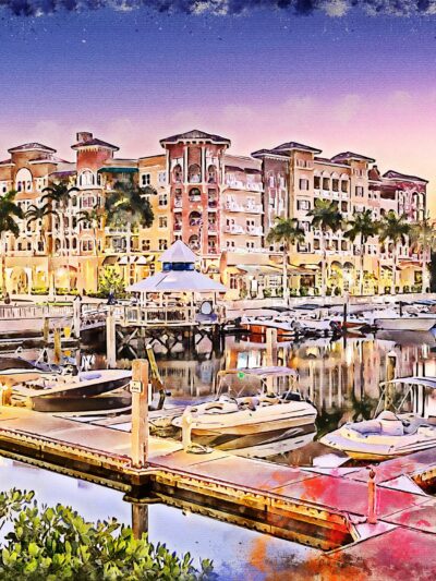 Naples Florida watercolor Canvas, Naples Florida canvas, Old South wall art, Gulf Coast Florida,Naples Florida watercolor