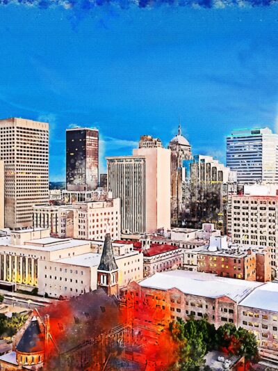 Oklahoma City watercolor skyline canvas, Oklahoma art,  OKC wall art, Canvas Wall Art, OKC skyline,  Oklahoma City wall art