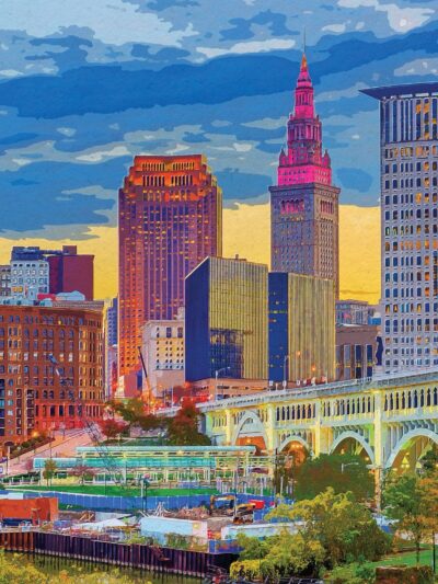 Cleveland watercolor skyline on canvas, Cleveland Canvas, Cleveland skyline, Cleveland Wall canvas, Cleveland wall art, Cleveland watercolor