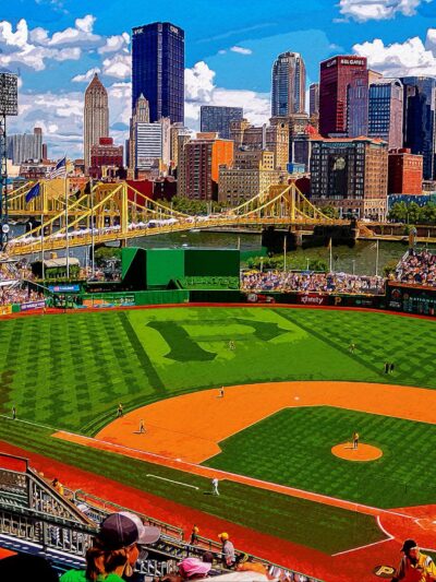 PNC park watercolor Printed on Canvas, Pittsburgh watercolor, Large Pittsburgh Pirates Print, Pittsburgh wall art, Canvas gifts, art