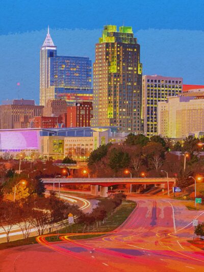 Raleigh watercolor, Raleigh Canvas Print, Raleigh North Carolina watercolor, Raleigh Skyline watercolor, Gift Ideas, Raleigh watercolor