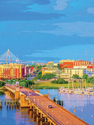 Charleston SC watercolor on canvas, Charleston watercolor canvas ,wall canvas, Charleston photo wall art print, Charleston  watercolor