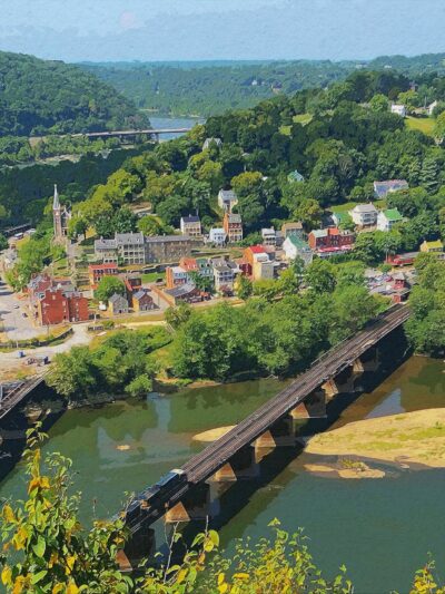 Harpers Ferry watercolor,  Harpers Ferry  Canvas, Harpers Ferry WV Canvas Wall Art, Harpers Ferry watercolor    Civil War wall art,