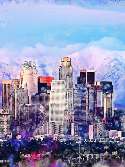 Los Angeles watercolor canvas, Los Angeles  Canvas, Los Angeles Canvas Wall Art, Los Angeles wall art canvas, LA art