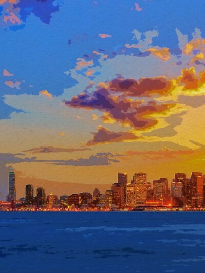 San Francisco watercolor skyline canvas, San Francisco wall canvas, California wall art , San Francisco wall art, Golden Gate Bay Bridge