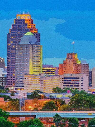 San Antonio watercolor , San Antonio Canvas, San Antonio skyline, San Antonio Wall canvas, Texas wall art, San Antonio decor, Texas canvas