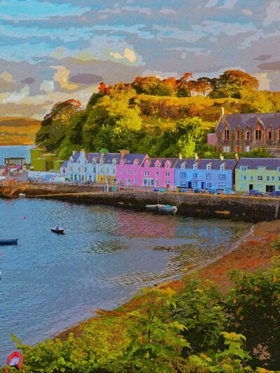 Isle of Skye Scotland watercolor canvas, Scotland watercolor  on Canvas, Landscape lake canvas, Scotland Wall art, Scotland art