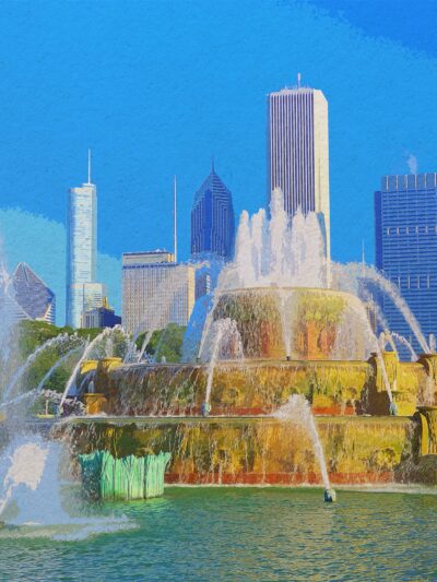 Chicago watercolor skyline, Chicago watercolor Canvas, Chicago canvas skyline, Grant Park Wall canvas, Chicago canvas, Chicago Illinois wall