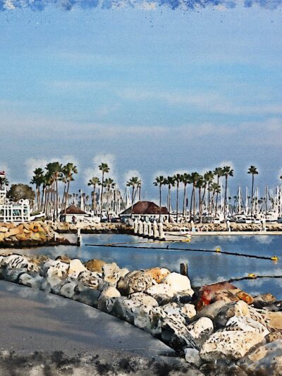 Long Beach California watercolor print Long Beach Canvas watercolor, Long Beach wall art canvas, Long Beach CA framed watercolor art