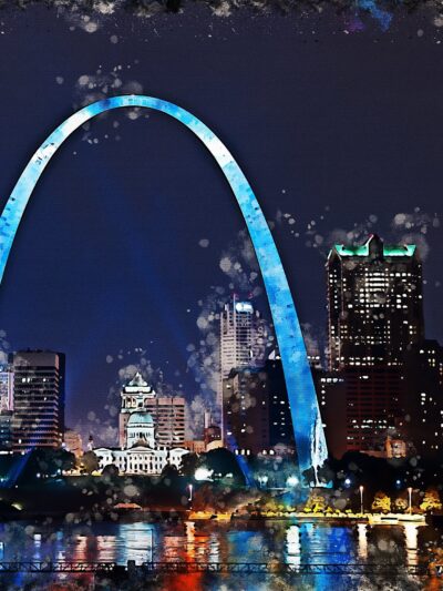 St Louis watercolor Skyline, St Louis Missouri watercolor, St Louis skyline  St Louis Arch wall art, St Louis decor, Texas canvas