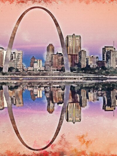 St Louis watercolor Skyline, St Louis Missouri watercolor, St Louis skyline  St Louis Arch wall art, St Louis decor,