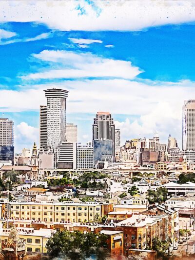 New Orleans watercolor canvas, New Orleans Canvas Print, New Orleans wall art, Canvas Wall Art, Watercolor Skyline, Gift Ideas