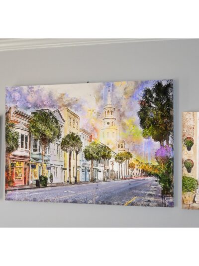 The Charleston SC watercolor street scene set, Charleston art,  Charleston wall canvas, Charleston watercolor Charleston watercolor set