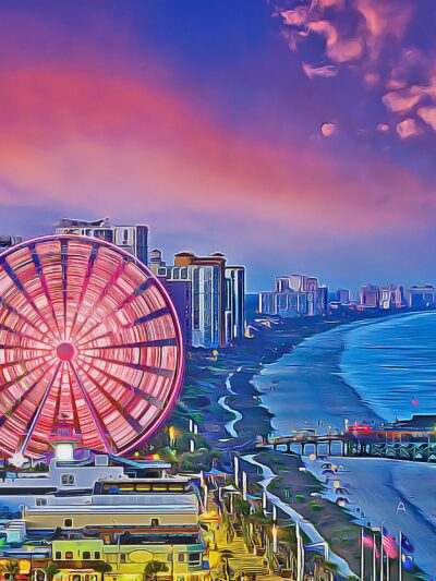 Myrtle Beach digital oil painting, Myrtle beach wheel Canvas, Myrtle Beach canvas, Myrtle Beach watercolor canvas, South Carolina Gift,