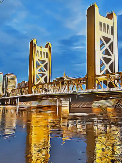 Sacramento California watercolor digital oil painting skyline canvas, Sacramento watercolor Sacramento art, Sacramento Sacramento watercolor