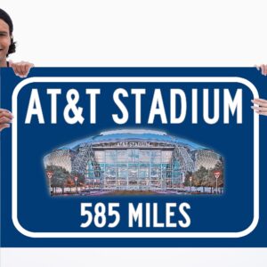 Dallas Cowboys ATT Stadium - Miles to Stadium Highway Road Sign Customize the Distance Sign ,Dallas Cowboys ATT stadium sign