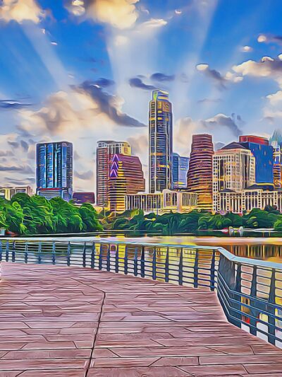 Austin Texas watercolor digital oil painting skyline canva, Austin Texas wall art, Canvas Wall Art, Austin Skyline, Gift Ideas, Austin