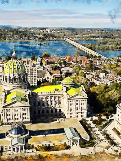 Harrisburg watercolor canvas, Harrisburg watercolor, Harrisburg Pennsylvania Canvas Wall Art, Harrisburg wall art canvas, Harrisburg  wall