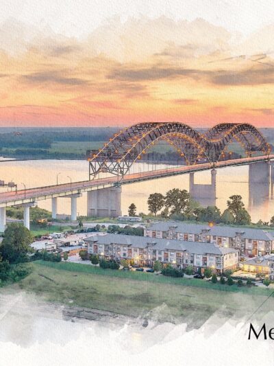 Memphis Tennessee Sketch watercolor, Memphis skyline sketch watercolor Canvas,  Memphis watercolor wall canvas, Memphis wall art