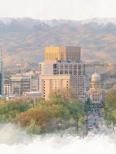 Boise Idaho sketch watercolor canvas, Boise Idaho Watercolor, Boise Canvas Wall Art, Idaho wall  canvas, Boise art, Boise Idaho watercolor