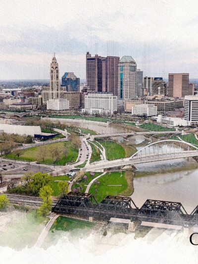 Columbus skyline sketch watercolor canvas, Columbus watercolor canvas, Columbus Wall art, Columbus watercolor art Columbus photo, Columbus