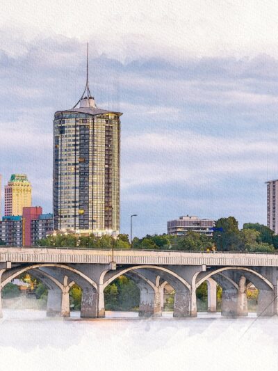 Tulsa Oklahoma sketch watercolor canvas, Tulsa canvas Print,  Tulsa Oklahoma watercolor, Canvas Wall Art, Tulsa Skyline Tulsa art