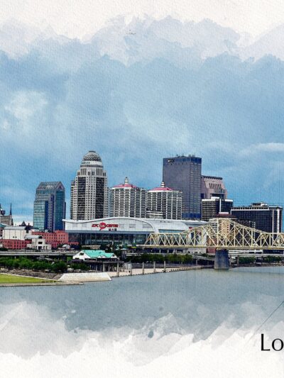 Louisville Kentucky sketch watercolor canvas, Louisville KY watercolor Wall Art, Louisville KY wall art canvas, Louisville KY  art