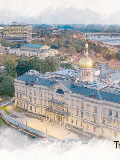 Trenton New Jersey watercolor skyline canvas, Trenton sketch watercolor Canvas  Canvas Trenton Art, Trenton wall art canvas, Trenton print