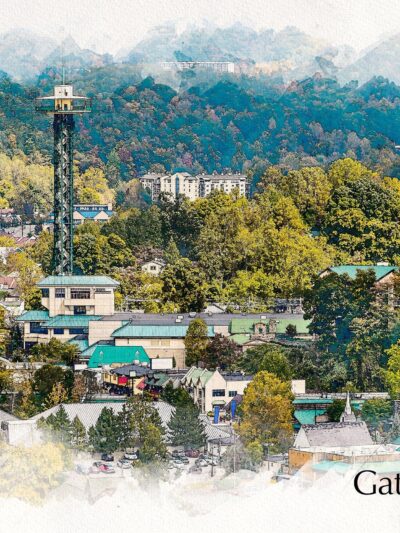 Gatlinburg  Tennessee watercolor, Smokey Mountains  Canvas, Gatlinburg Tennessee  Wall Art,  Gatlinburg wall art,  Gatlinburg watercolor