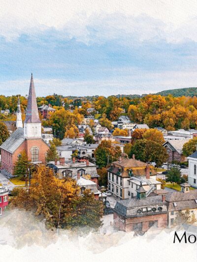 Montpelier Vermont watercolor canvas, Vermont watercolor Canvas,  Montpelier Vermont  Wall Art, watercolor.,city watercolor